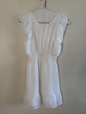 White Ruffled Waist Dress